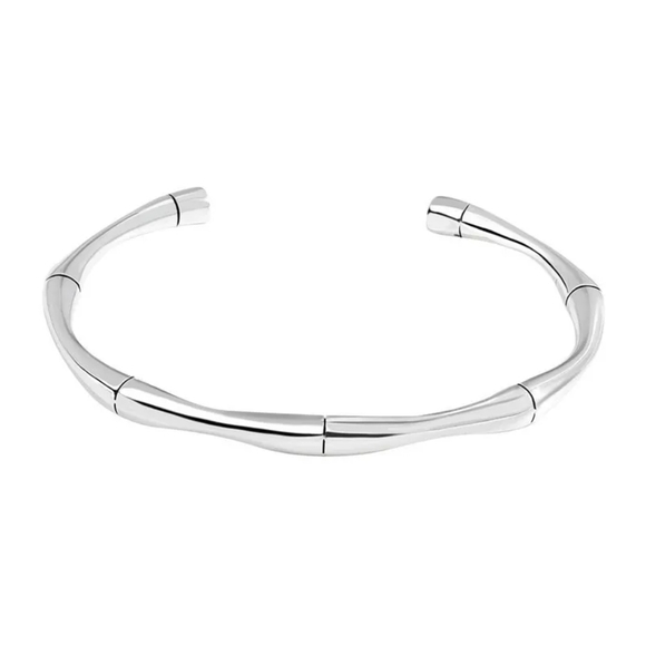 MEN | NEW Small Solid Bamboo S925 Adjustable Cuff Bracelet - Picture 2 of 16